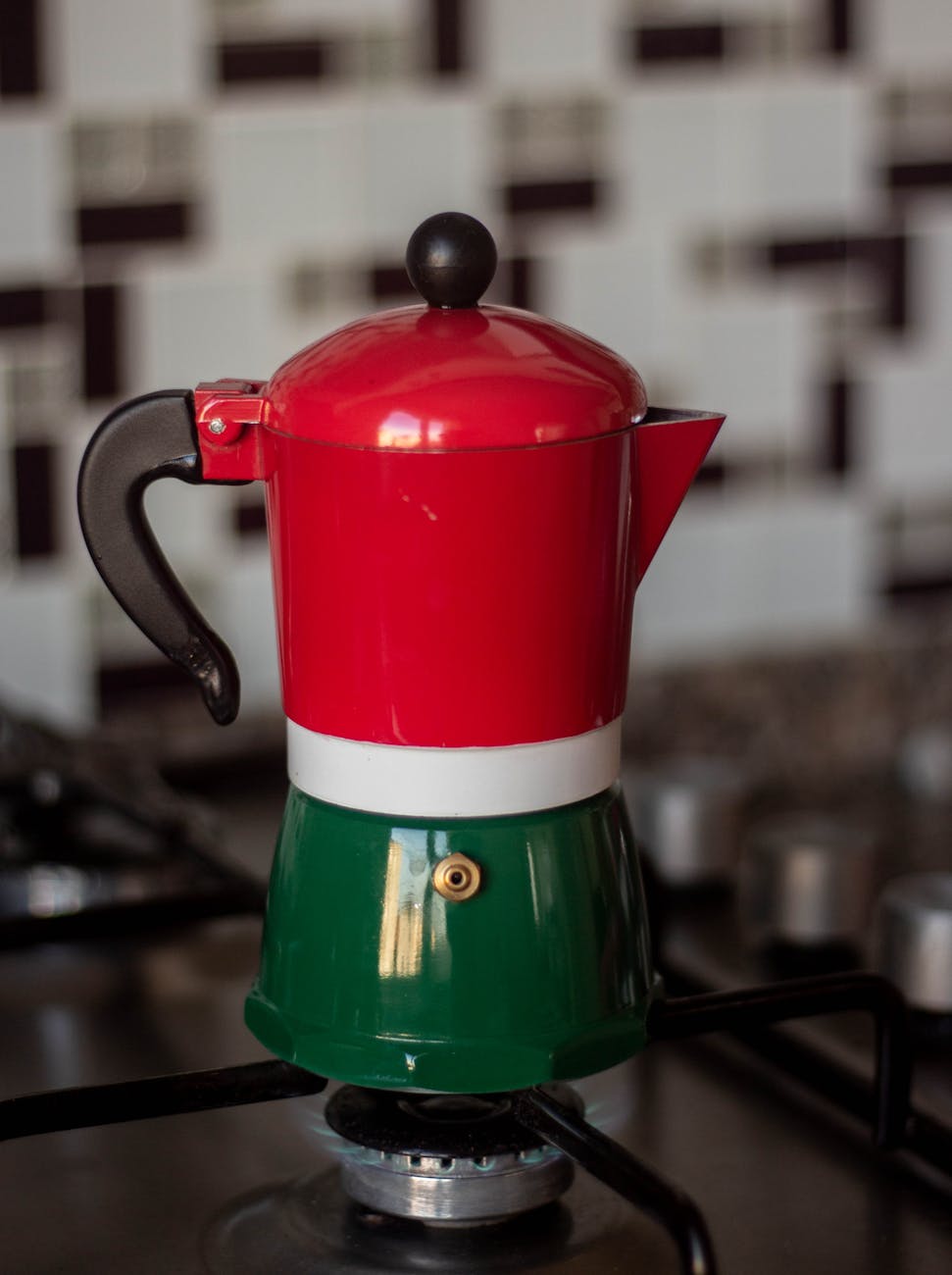 red kettle on stove